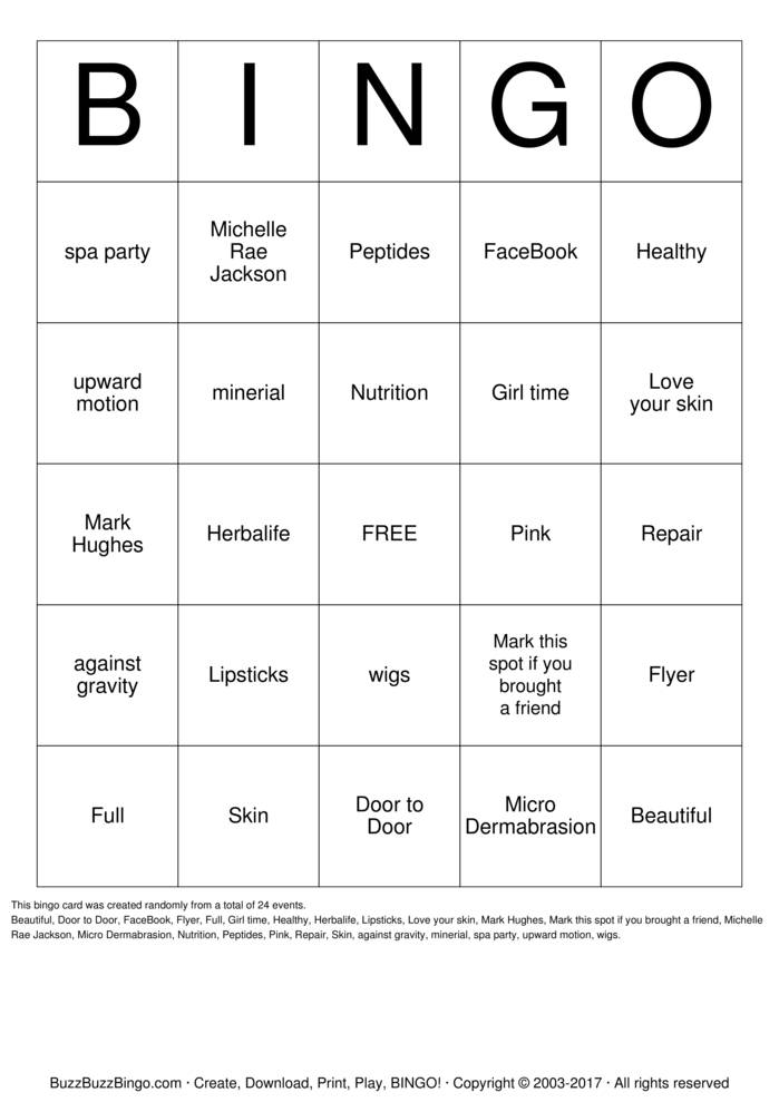 Spa Party Bingo Cards to Download, Print and Customize!