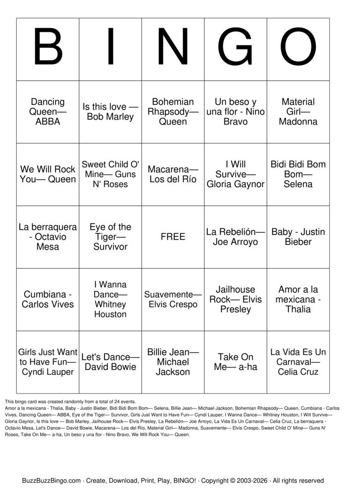 Download Free BINGO MUSICAL Bingo Cards Download Free BINGO MUSICAL Bingo Cards