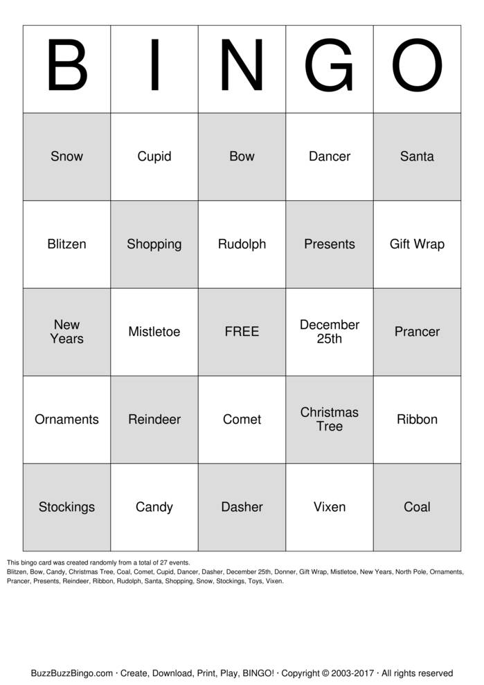 Download Free Christmas Bingo Cards