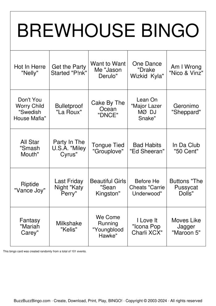 Download Free Custom Bingo Cards