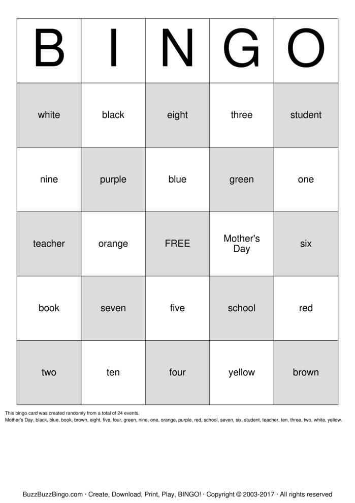 Download Free Custom Bingo Cards