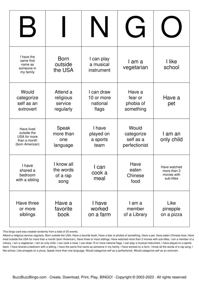 Diversity Bingo Bingo Cards to Download, Print and Customize!