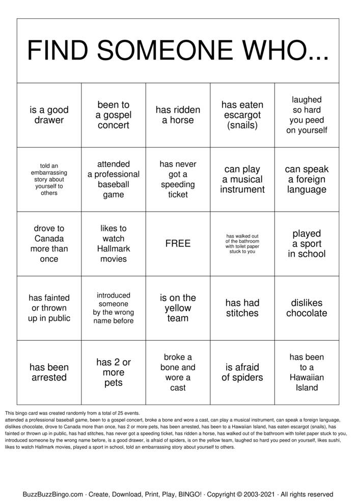 Download Free Getting to Know You! Bingo Cards