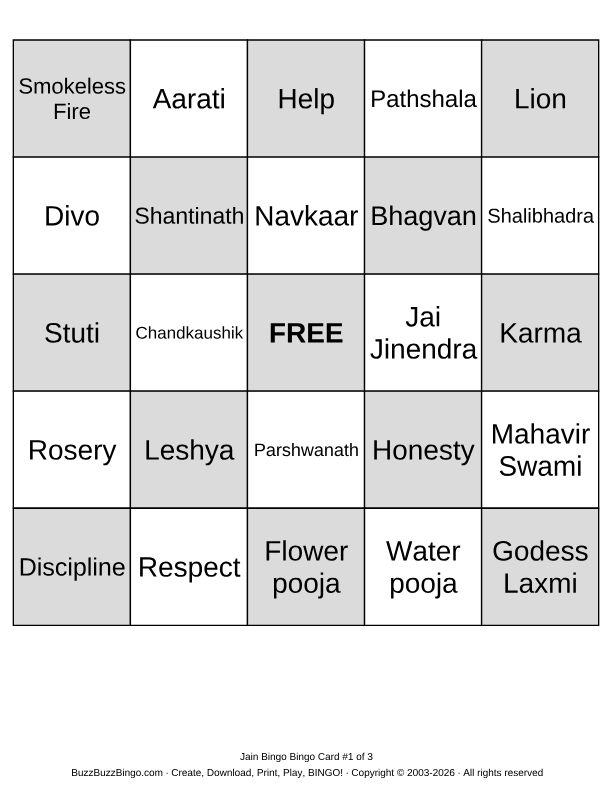 Jain Bingo Bingo Cards to Download, Print and Customize!