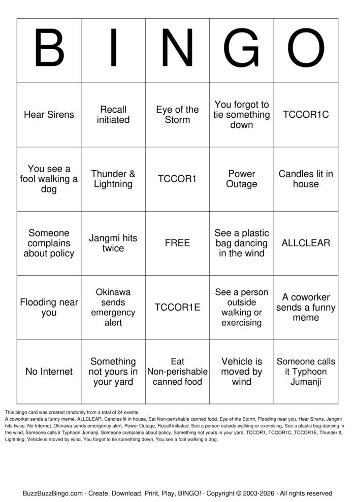 Download Free Jangmi Typhoon Bingo Bingo Cards