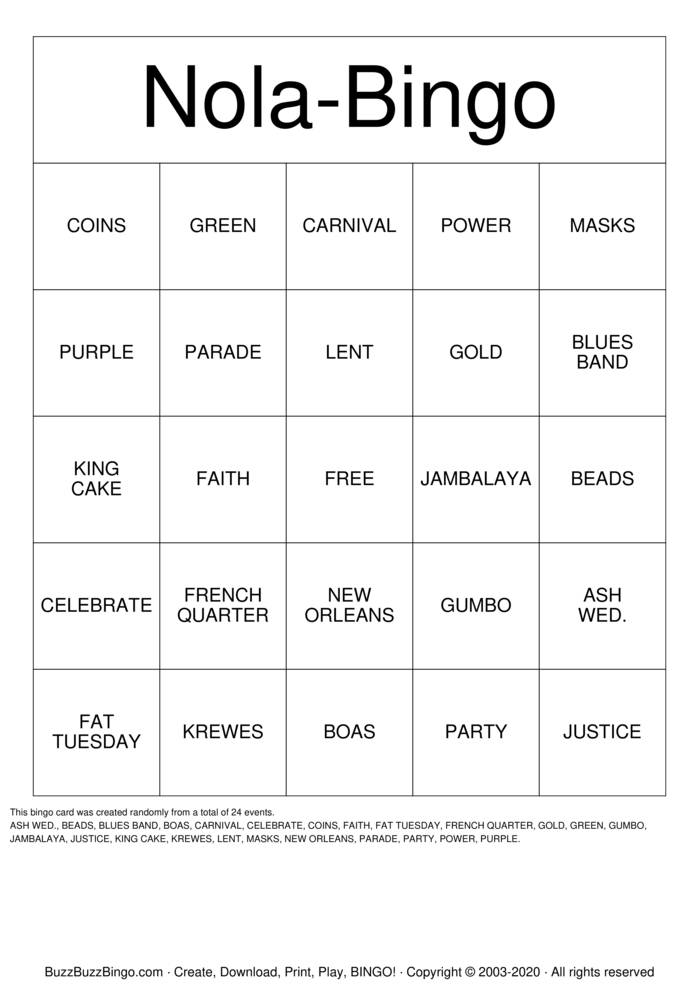 Mardi Gras Bingo Bingo Cards to Download, Print and Customize!
