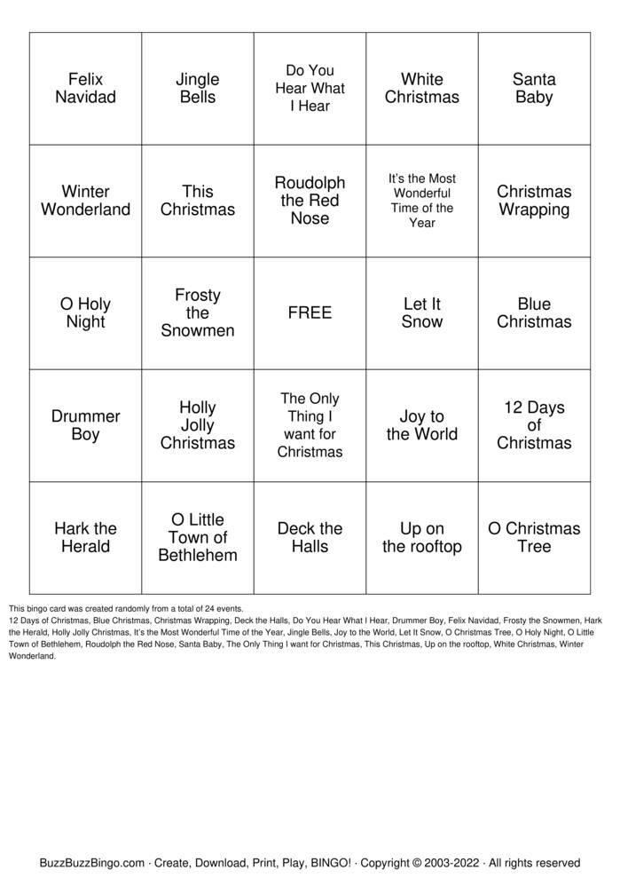 Download Free SINGO Bingo Cards