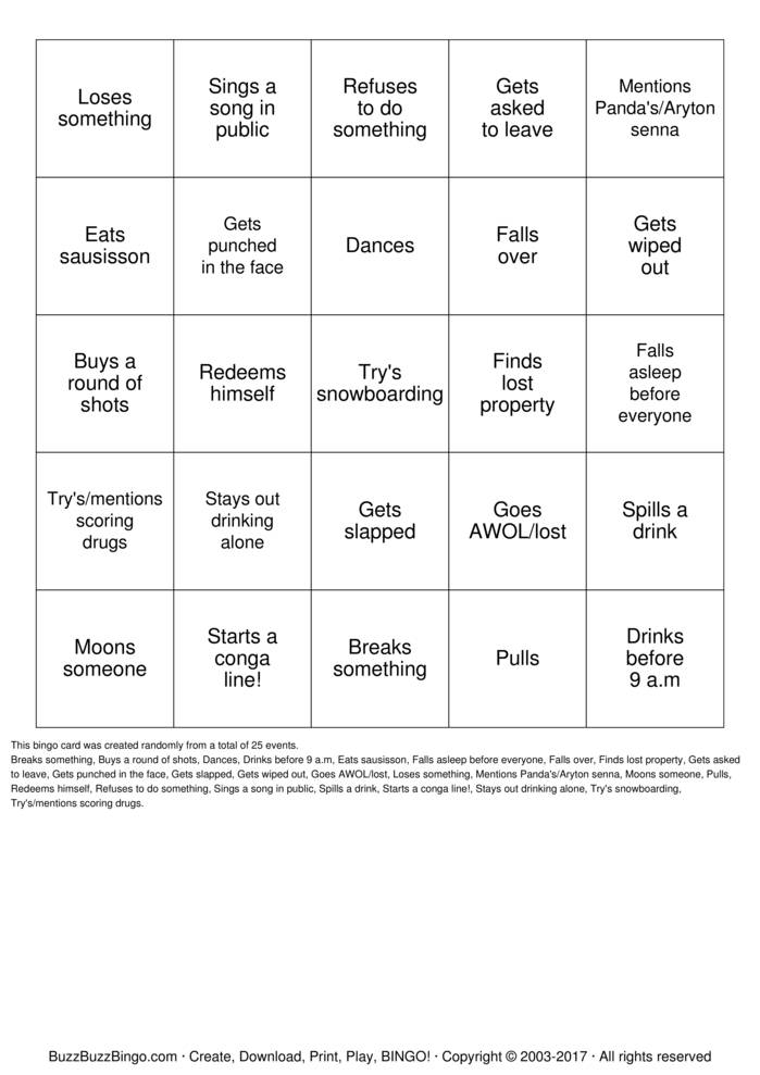 Download Free SINGO Bingo Cards Download Free SINGO Bingo Cards