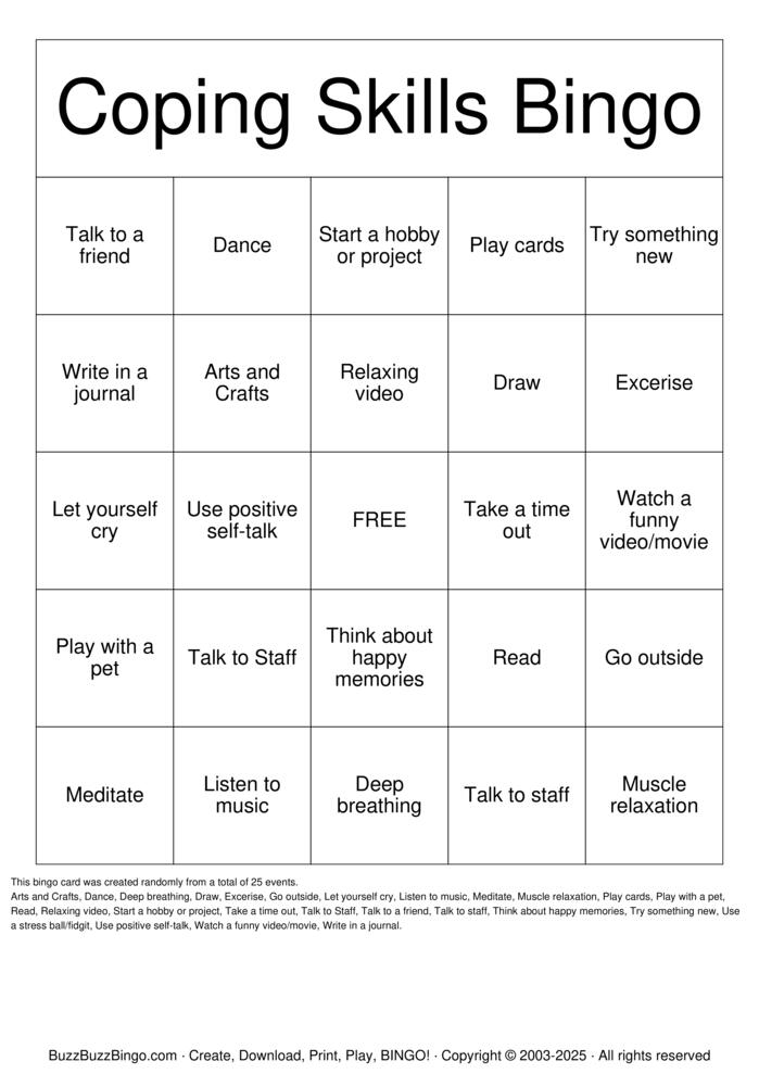Stress Management Bingo Cards to Download, Print and Customize!