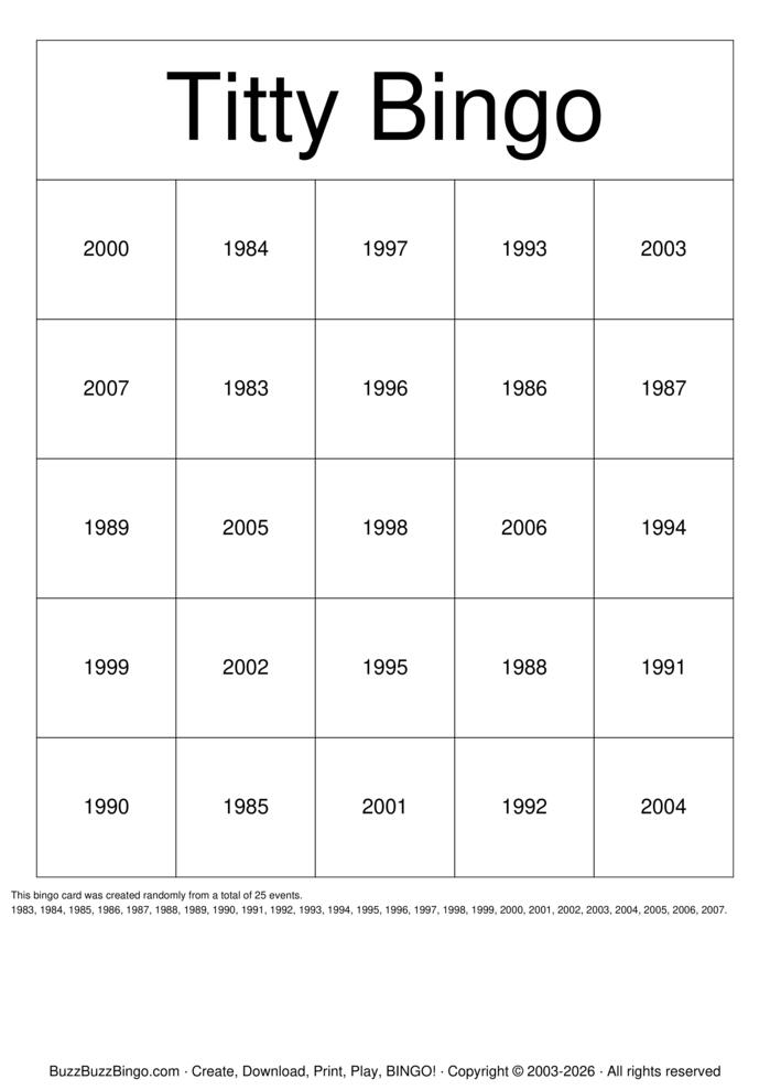 Download Free Titty Bingo Bingo Cards