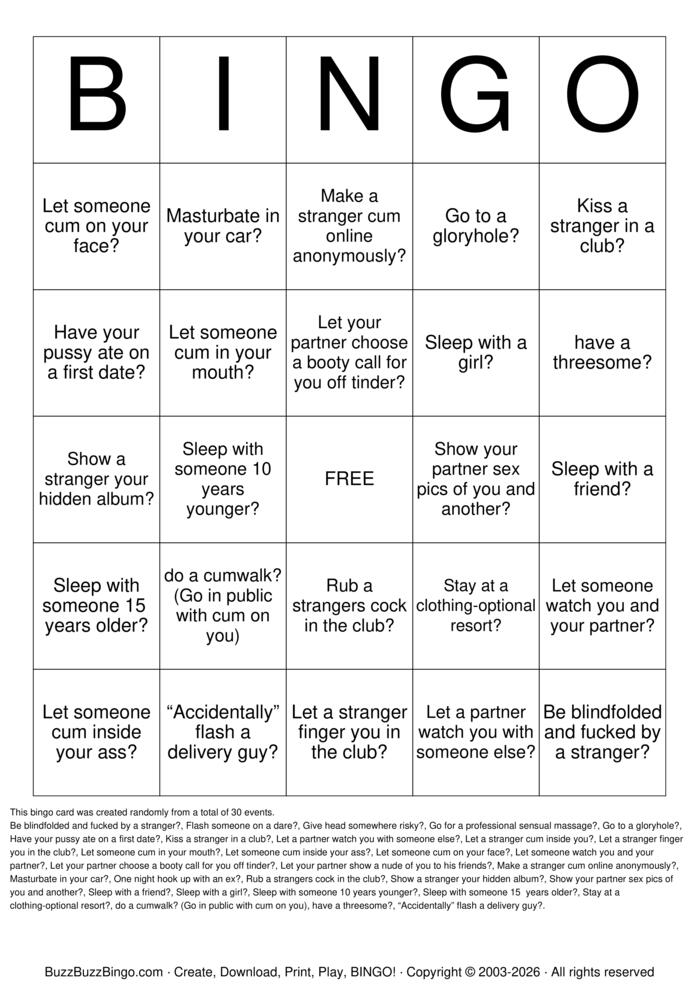 Download Free Would you ever? Hotwife edition Bingo Cards