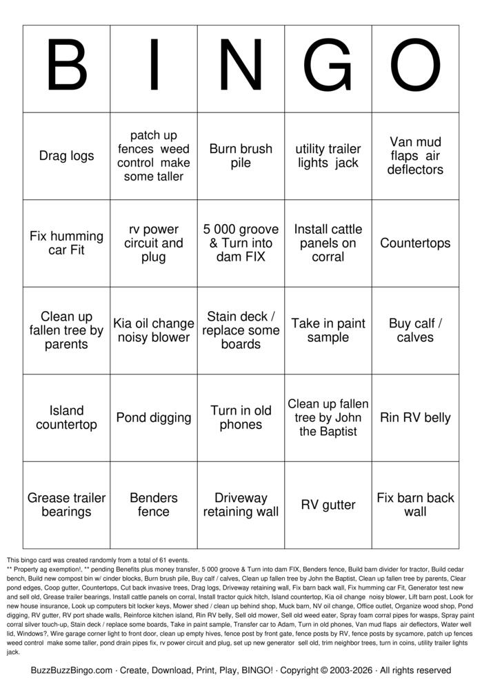 Download Free 8x8 Bingo Cards