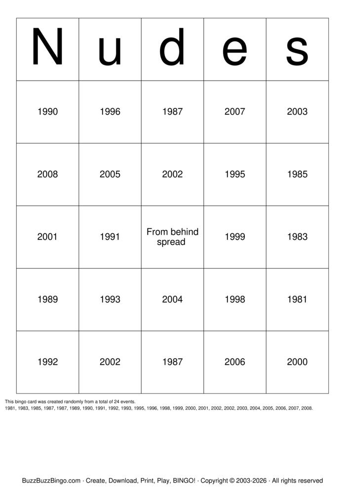 Download Free BOOTY Bingo Cards