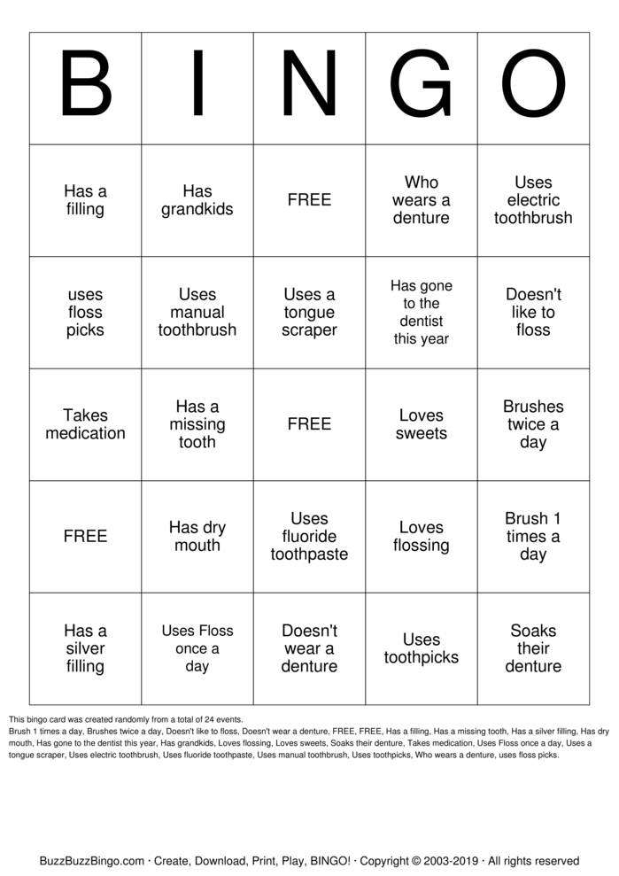 Dental Bingo Cards to Download, Print and Customize!