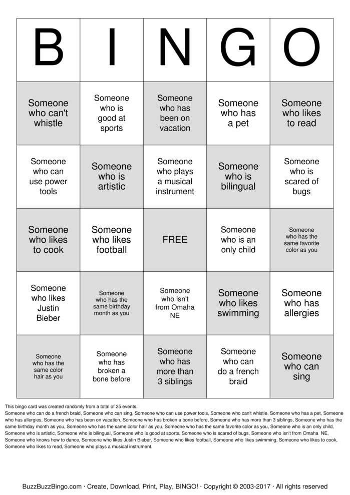 Friendship Bingo Bingo Cards to Download, Print and Customize!