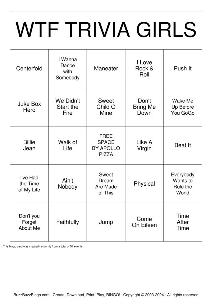 Download Free New 80s Bingo Cards