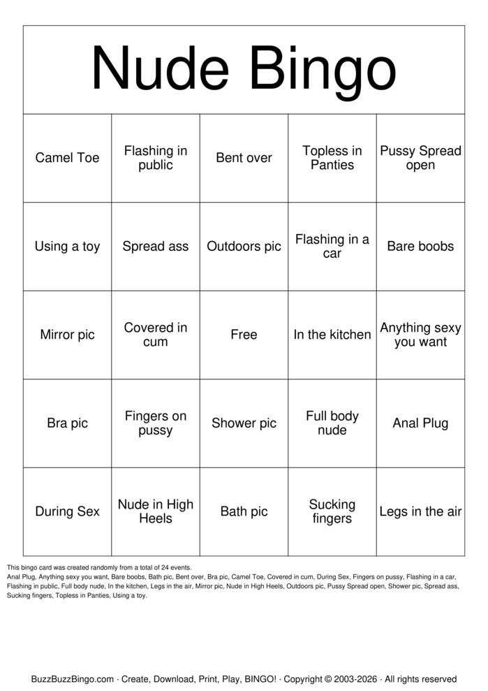 Download Free Nude Bingo Bingo Cards