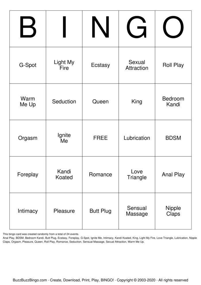 Bedrookm Kandi Naughty Bingo Bingo Cards to Download, Print and Customize!
