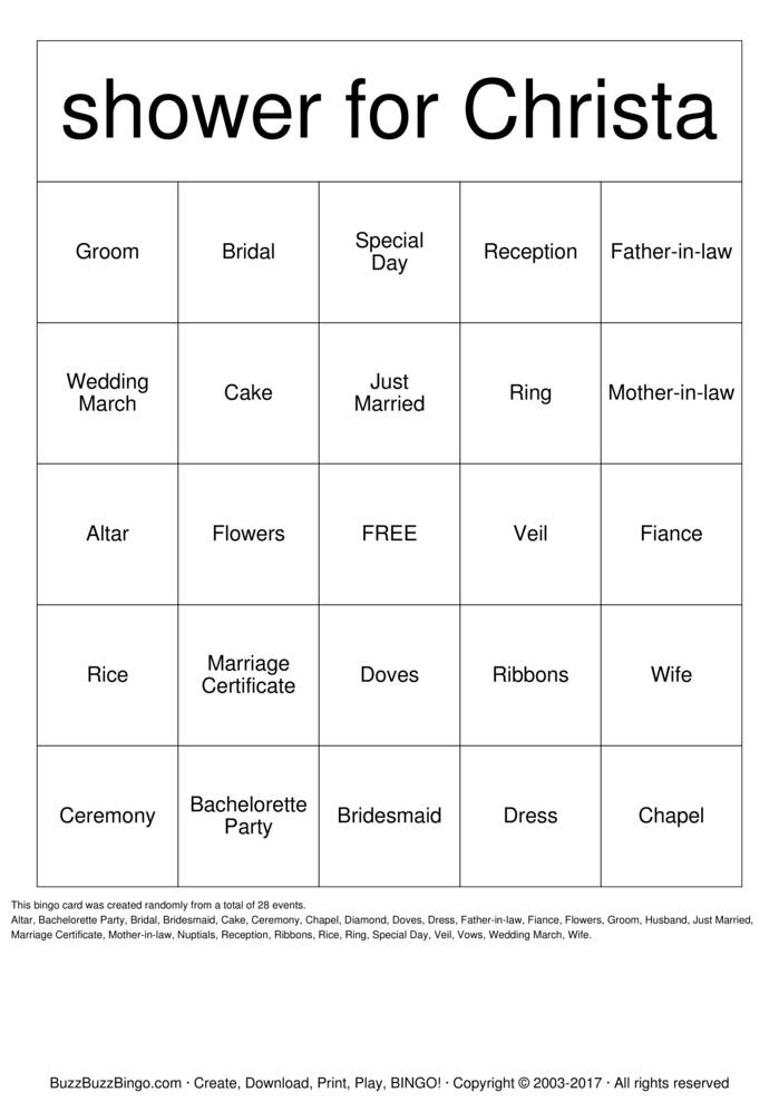 Bridal Shower Bingo Cards to Download, Print and Customize!