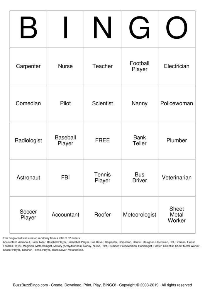 Career Bingo Cards to Download, Print and Customize!