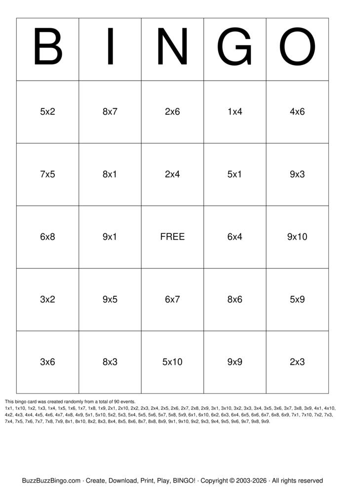 Download Free Custom Bingo Cards