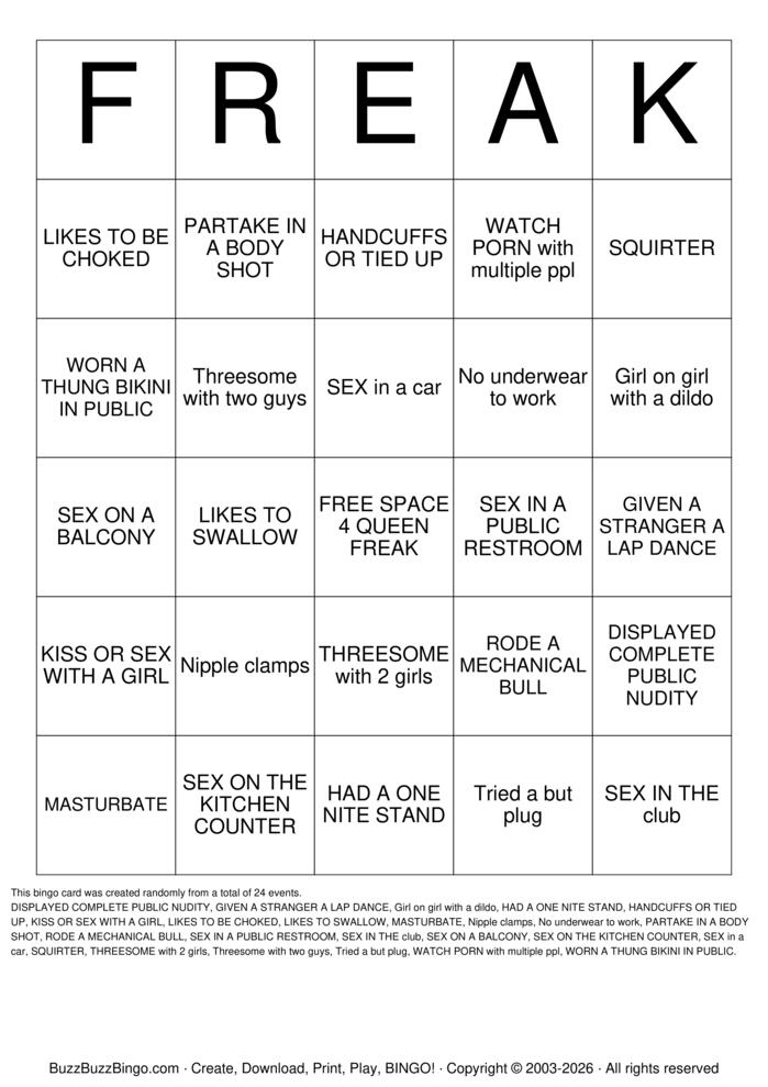 Download Free FREAK-A-LEEK Bingo Cards