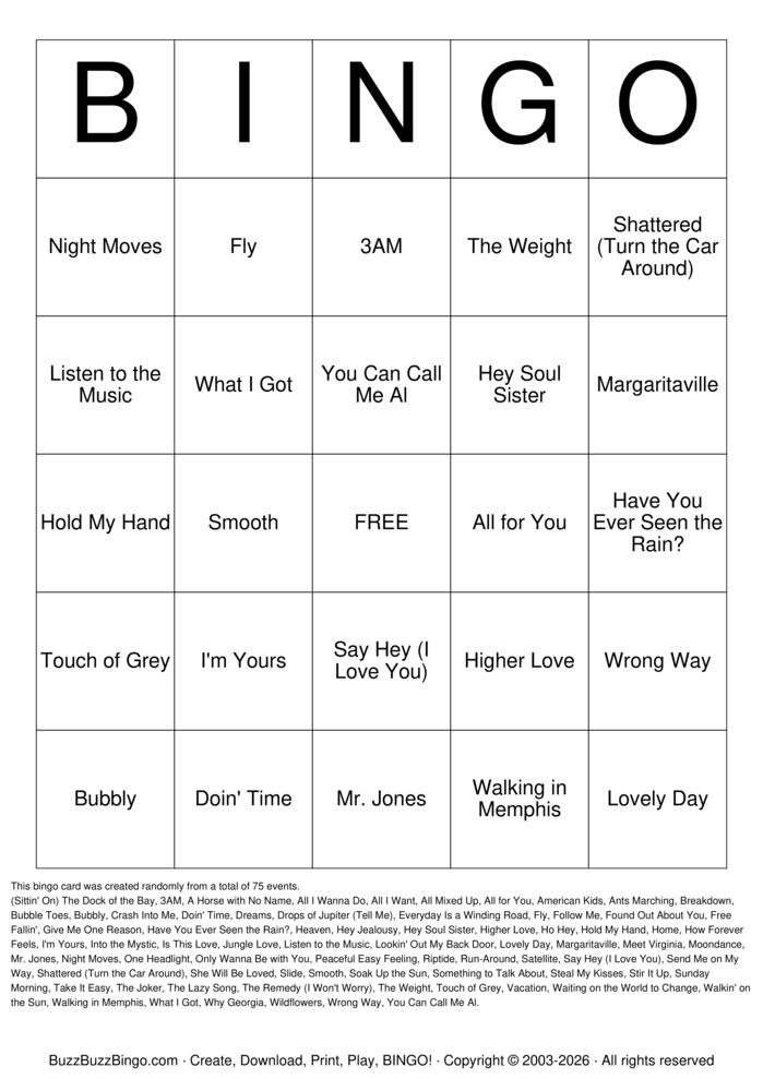 Download Free Happy Hour Hits Titles Bingo Cards