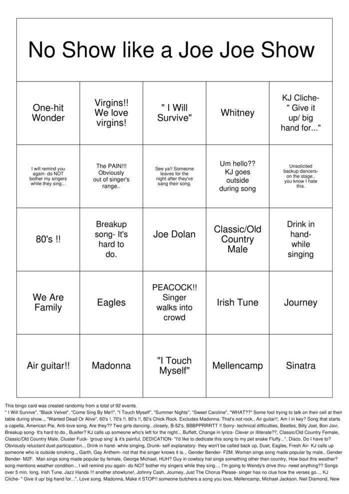 KARAOKE Bingo Cards to Download, Print and Customize!