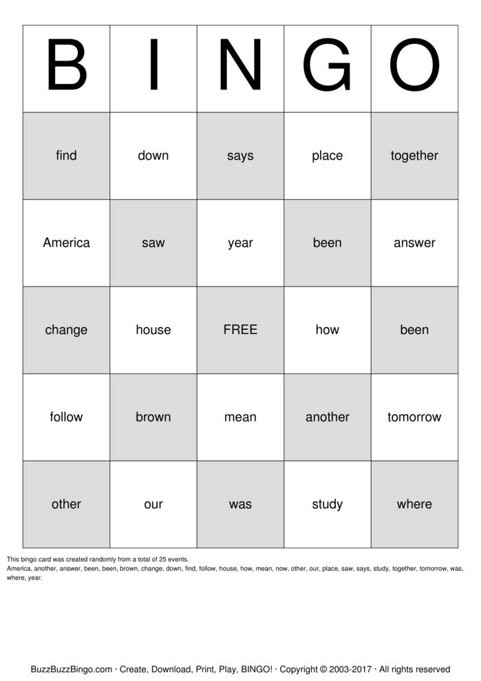 Download Free Math Bingo Cards