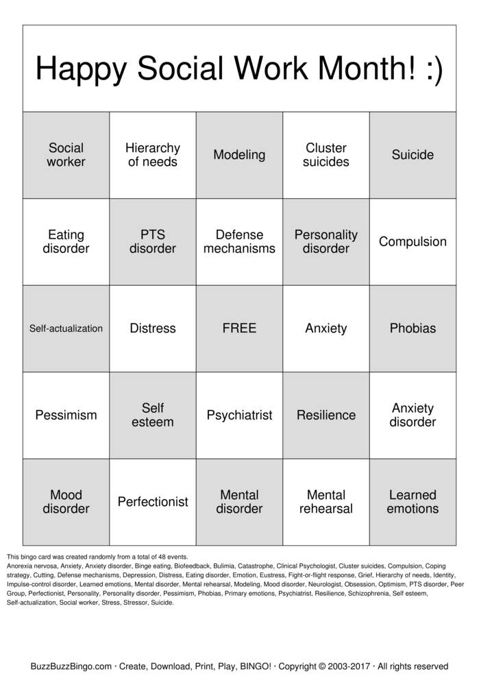 Mental Health Bingo Cards To Download Print And Customize 