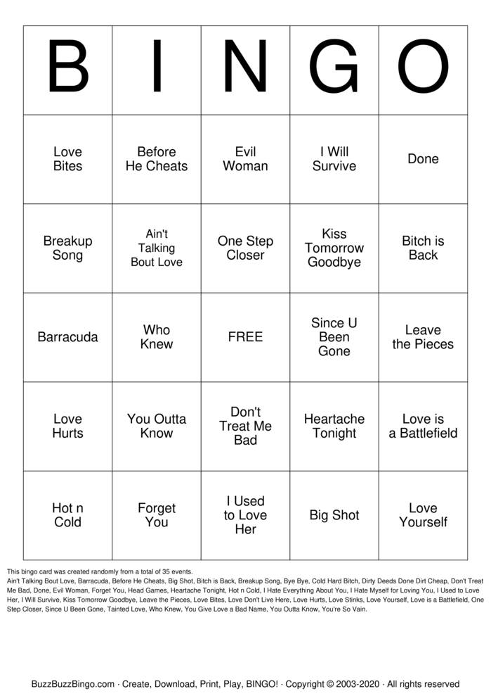 Download Free Rock 'N' Roll Bingo Cards Download Free Rock 'N' Roll Bingo Cards