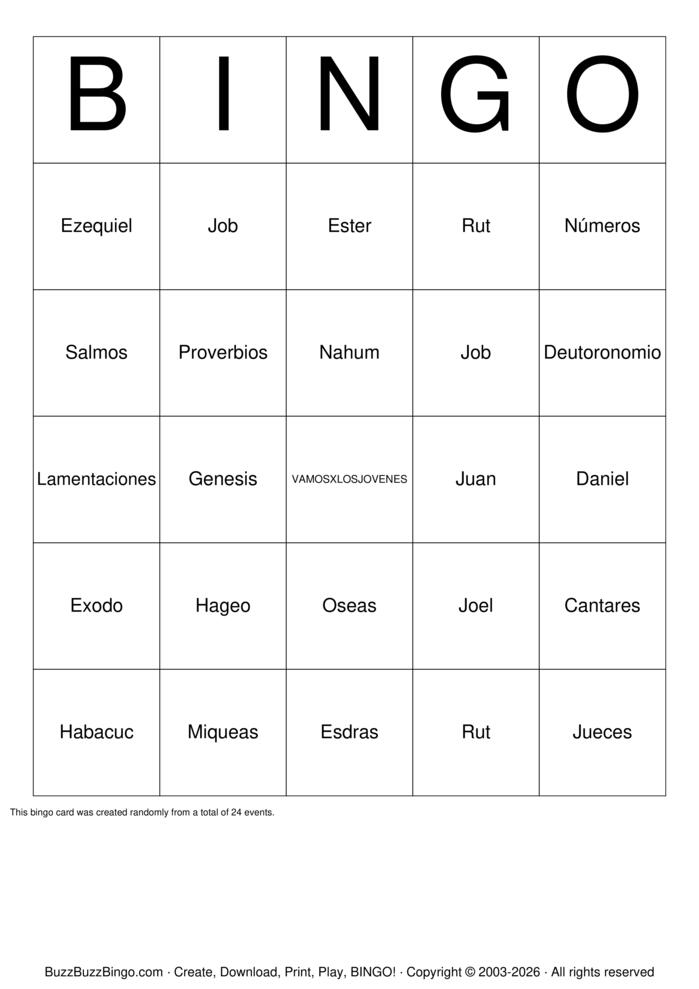 Download Free BINGO BIBLIA Bingo Cards