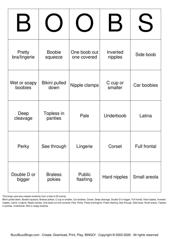 Download Free Boobs Bingo Bingo Cards Download Free Boobs Bingo Bingo Cards