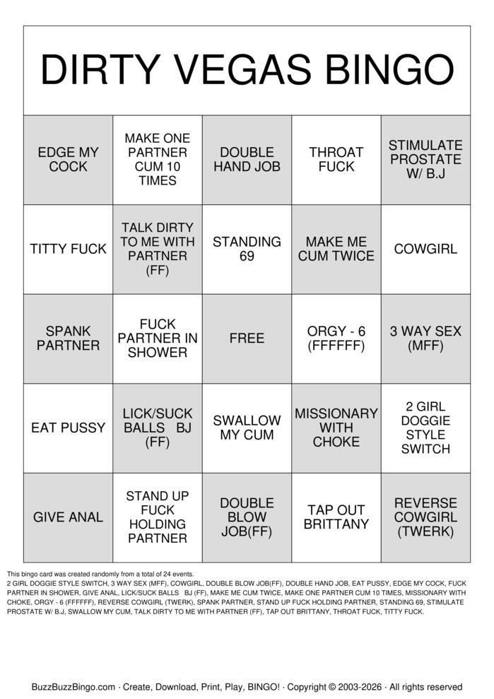 Download Free DIRTY VEGAS BINGO Bingo Cards