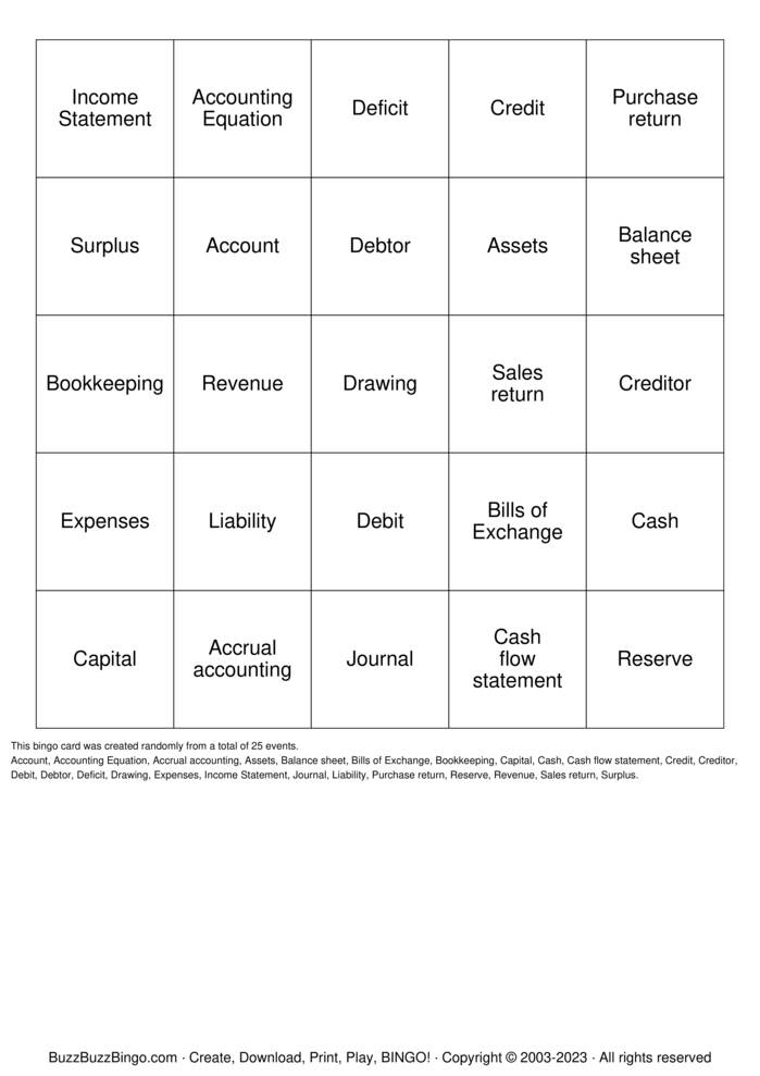 Download Free Accounting Bingo Cards