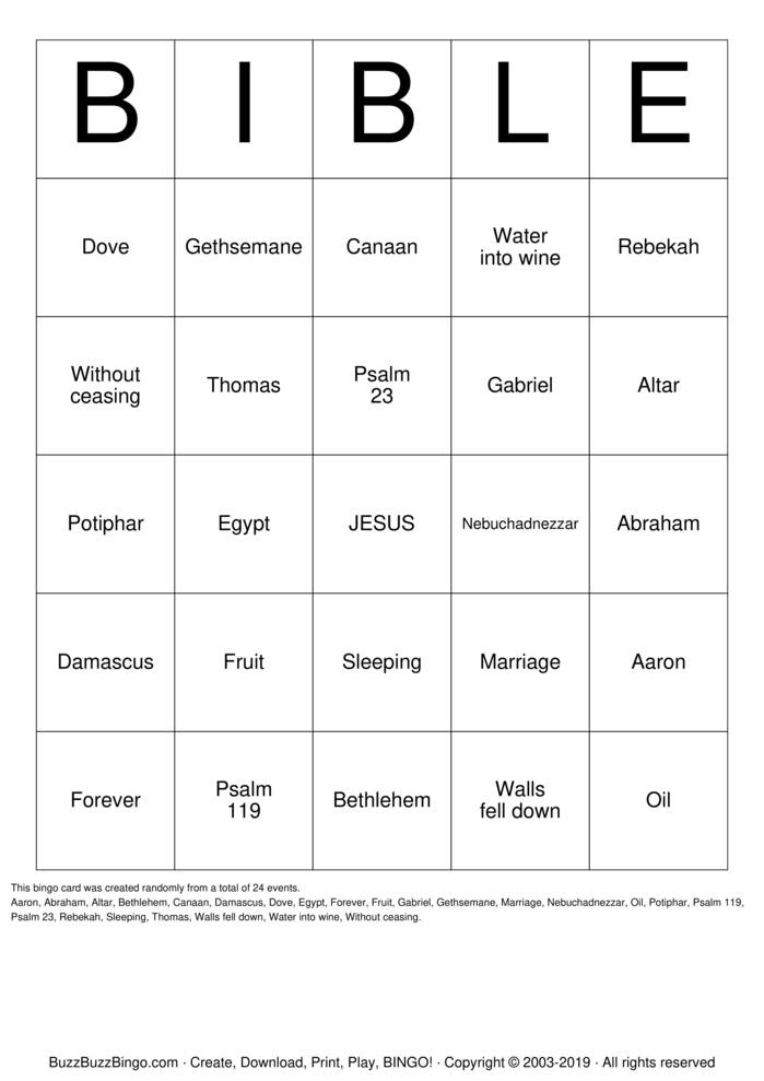 BIBLE Bingo Cards to Download, Print and Customize!