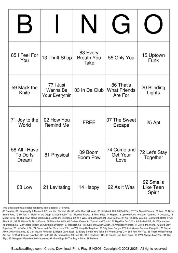 Download Free Custom Bingo Cards Download Free Custom Bingo Cards