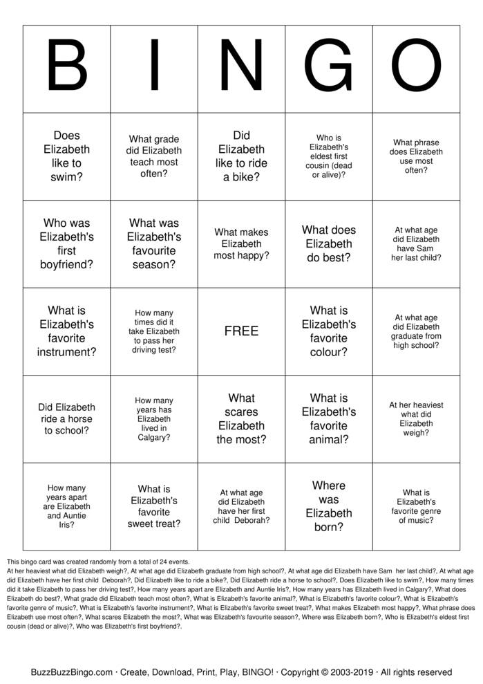 Download Free Custom Bingo Cards
