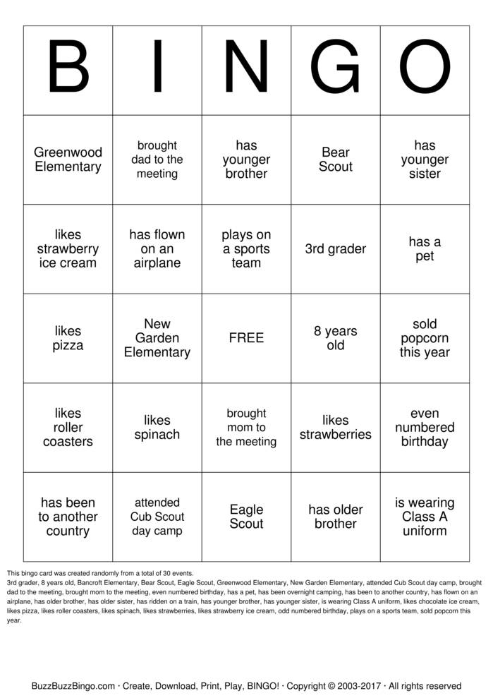 Download Free Den 6 Bingo Cards