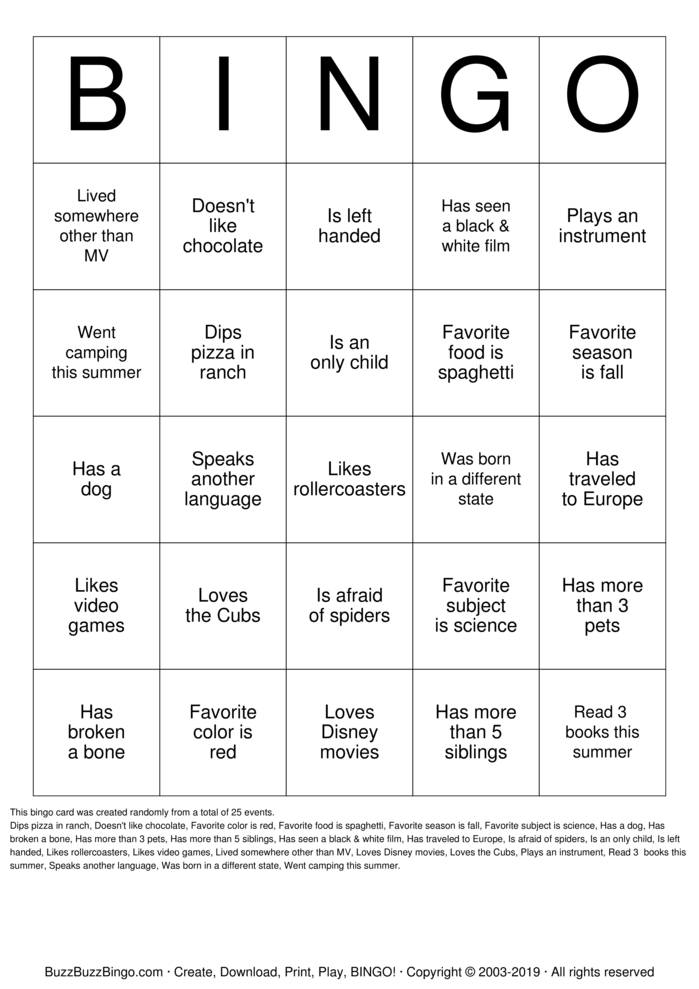 Find a Friend Who... Bingo Cards to Download, Print and Customize!