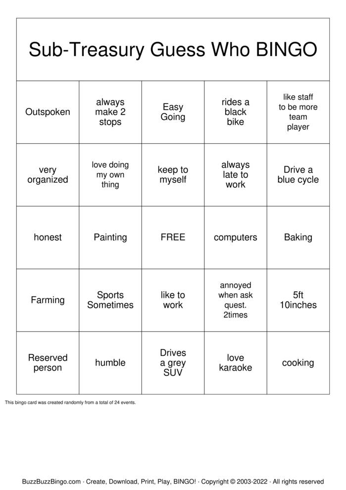 Download Free Guess Who Bingo Cards