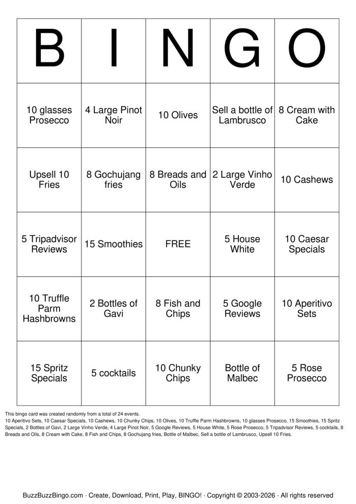 Download Free Hospitality Bingo Cards Download Free Hospitality Bingo Cards