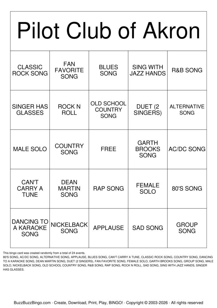 Download Free KARAOKE Bingo Cards