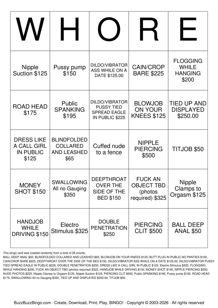 Download Free My Whore Bingo Cards Download Free My Whore Bingo Cards