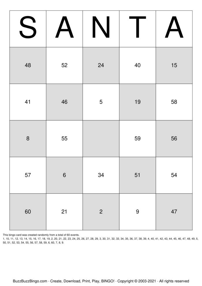 Numbers 1-60 Bingo Cards to Download, Print and Customize!