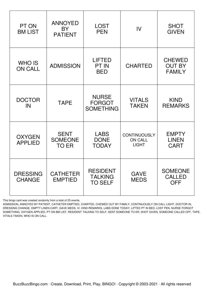 Download Free Nurses Week Bingo Bingo Cards Download Free Nurses Week Bingo Bingo Cards
