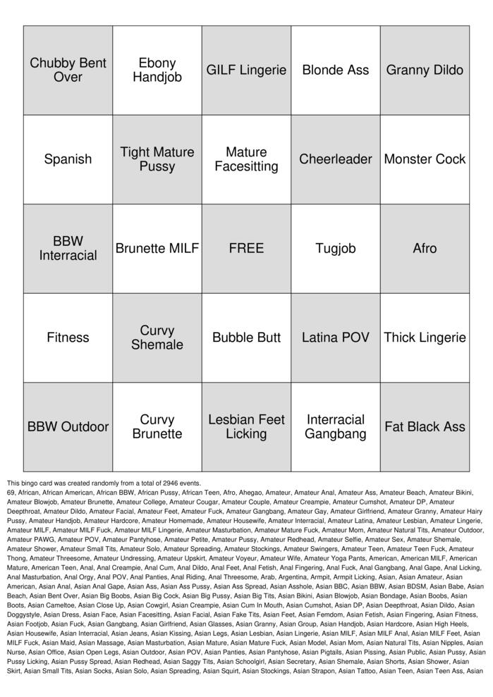 Download Free Porno Bingo Cards