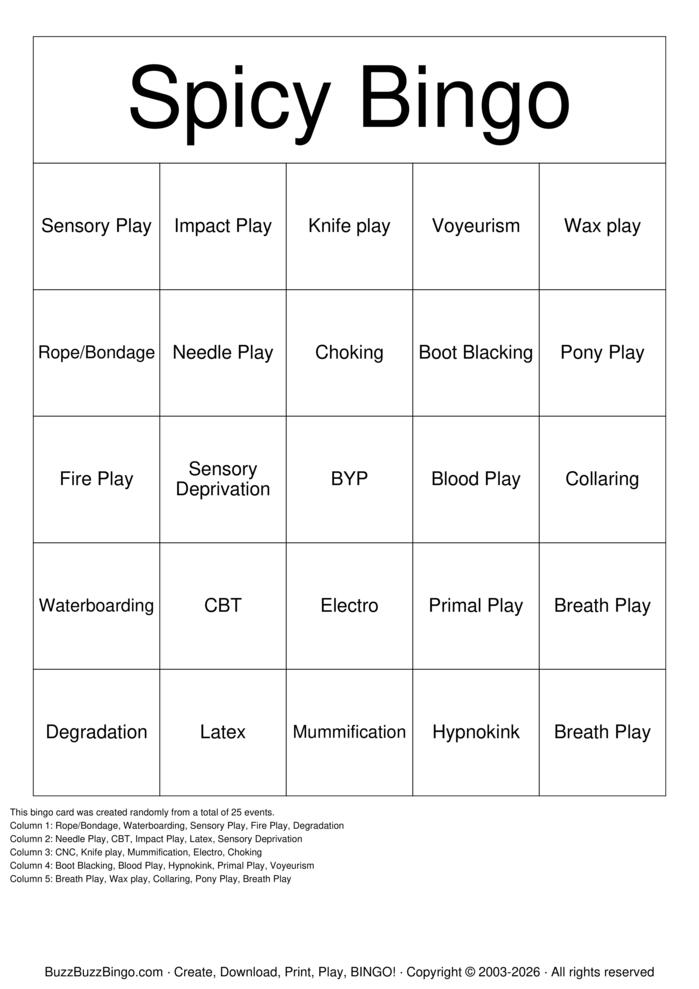 Download Free Spicy Bingo Bingo Cards