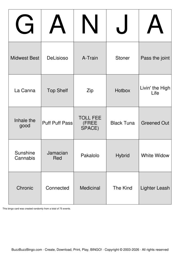 Download Free Weeds Bingo Cards Download Free Weeds Bingo Cards