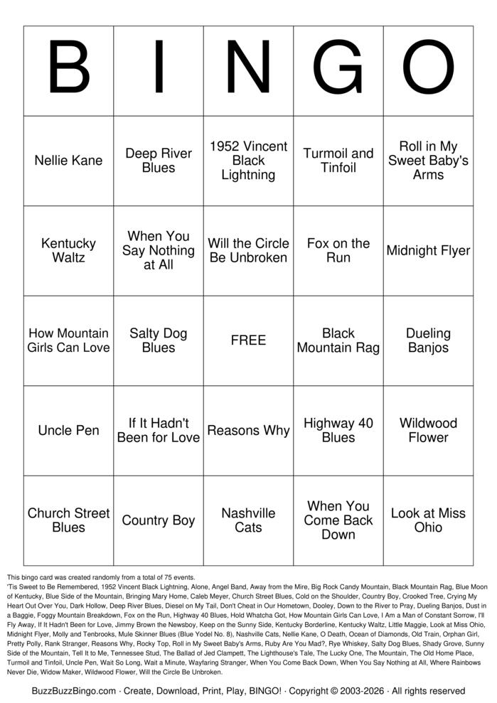 Download Free Bluegrass Standards Titles Bingo Cards Download Free Bluegrass Standards Titles Bingo Cards